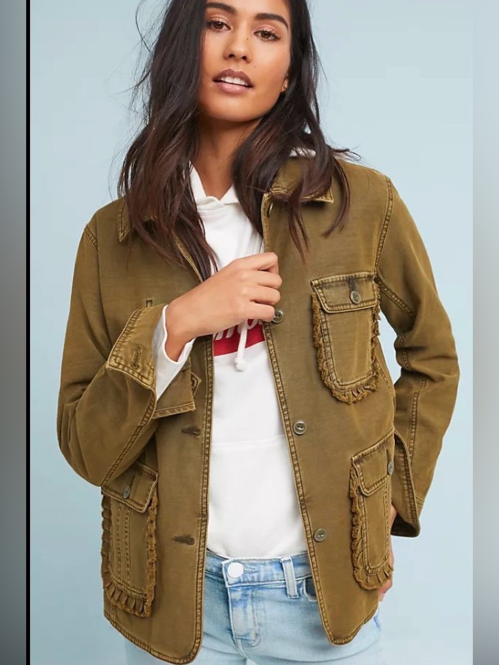 Anthropologie Army Green Utility Jacket sz L